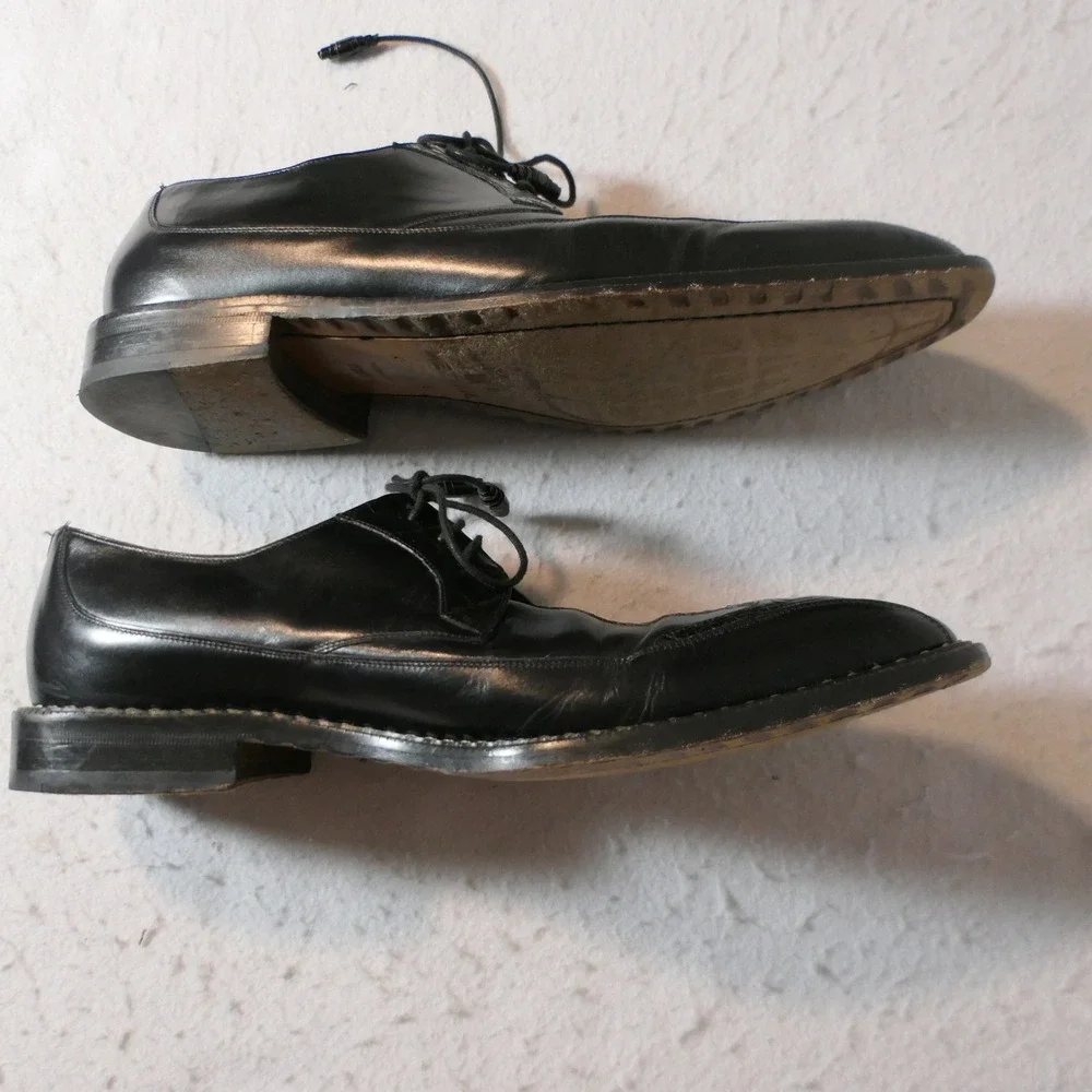 Mezlan Farley Mens Dress Shoes 10M Black Crocodile Leather Split Toe Derby Spain
